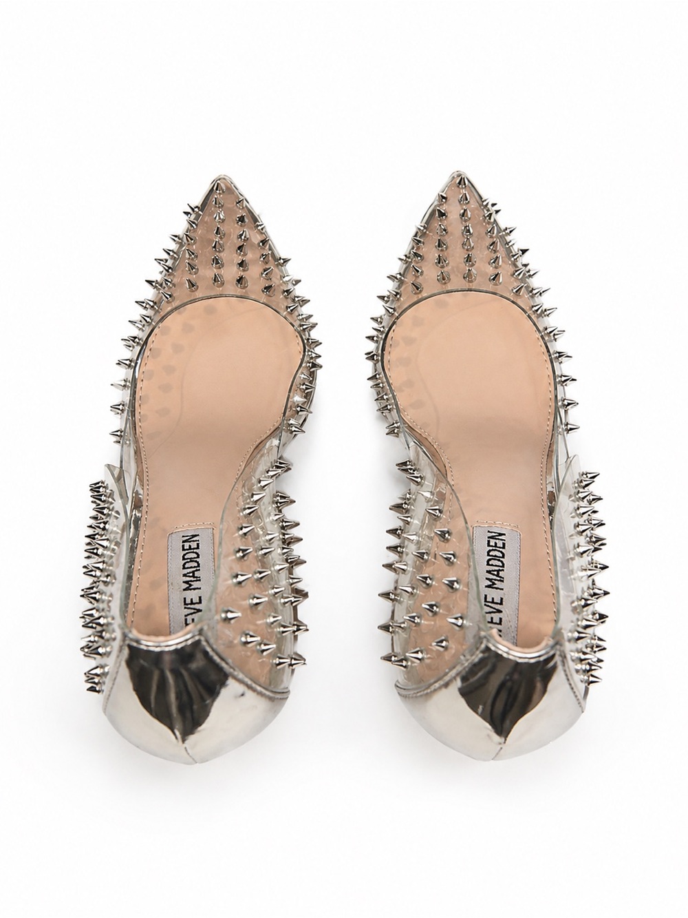 Steve Madden Metallic Silver Pointed Spike Flats